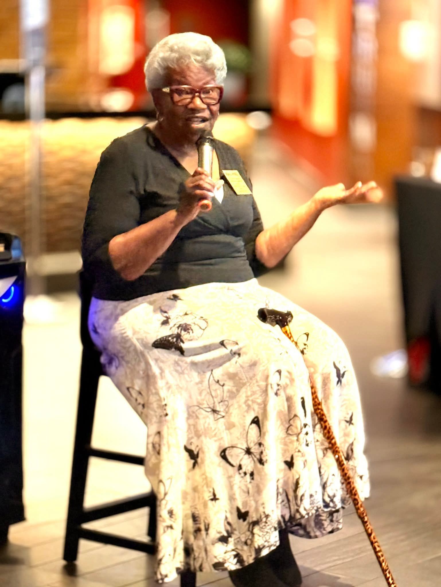 Mrs. Bea Hines speaking at the Juneteenth luncheon